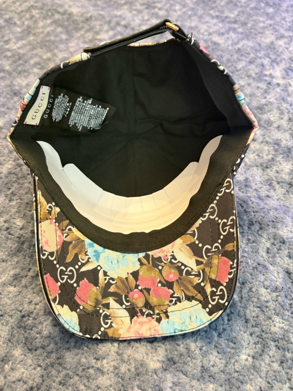 GG all over Blooms floral multi-color baseball cap hat Supreme canvas black NEW - Picture 11 of 13